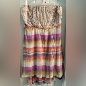 Strapless crochet top high low dress